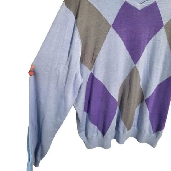 Kenneth Roberts Platinum Silk Blend Men's Blue & Purple Sweater, Size XXL - Picture 5 of 8